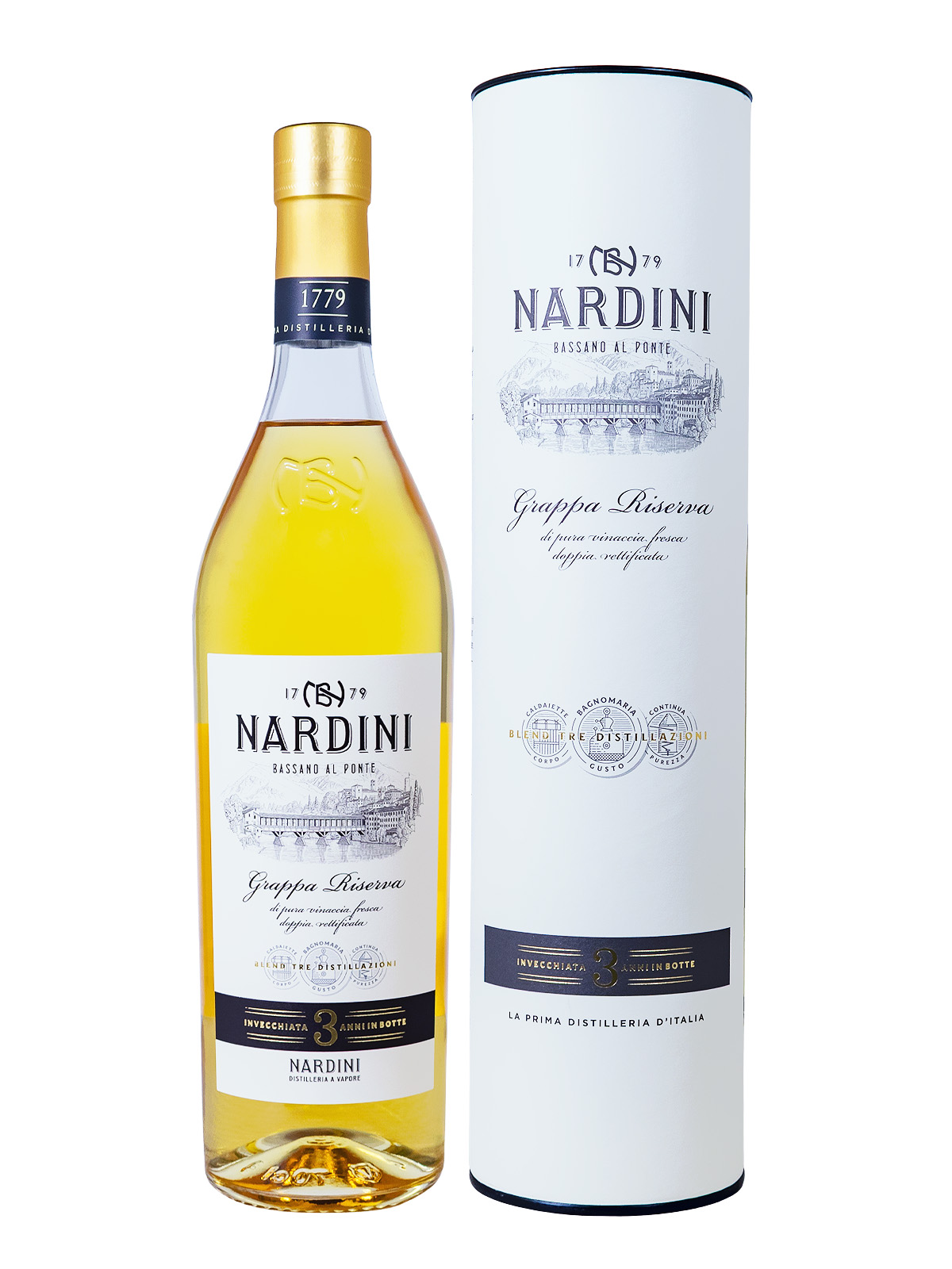 Nardini Grappa Riserva 3 Jahre in Geschenktube - 0,7L 50% vol