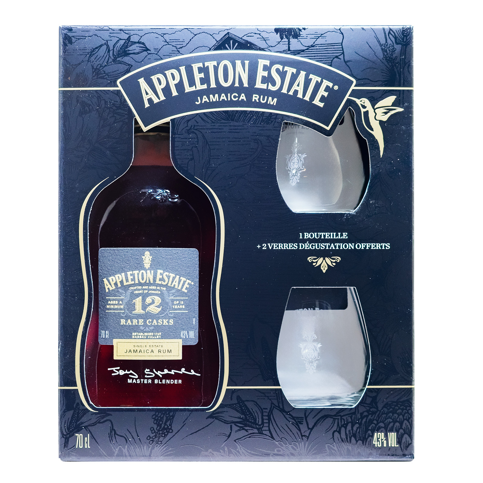 Appleton Estate Rare Cask 12 Jahre Jamaica Rum in GEPA mit 2 Gläsern - 0,7L 43% vol