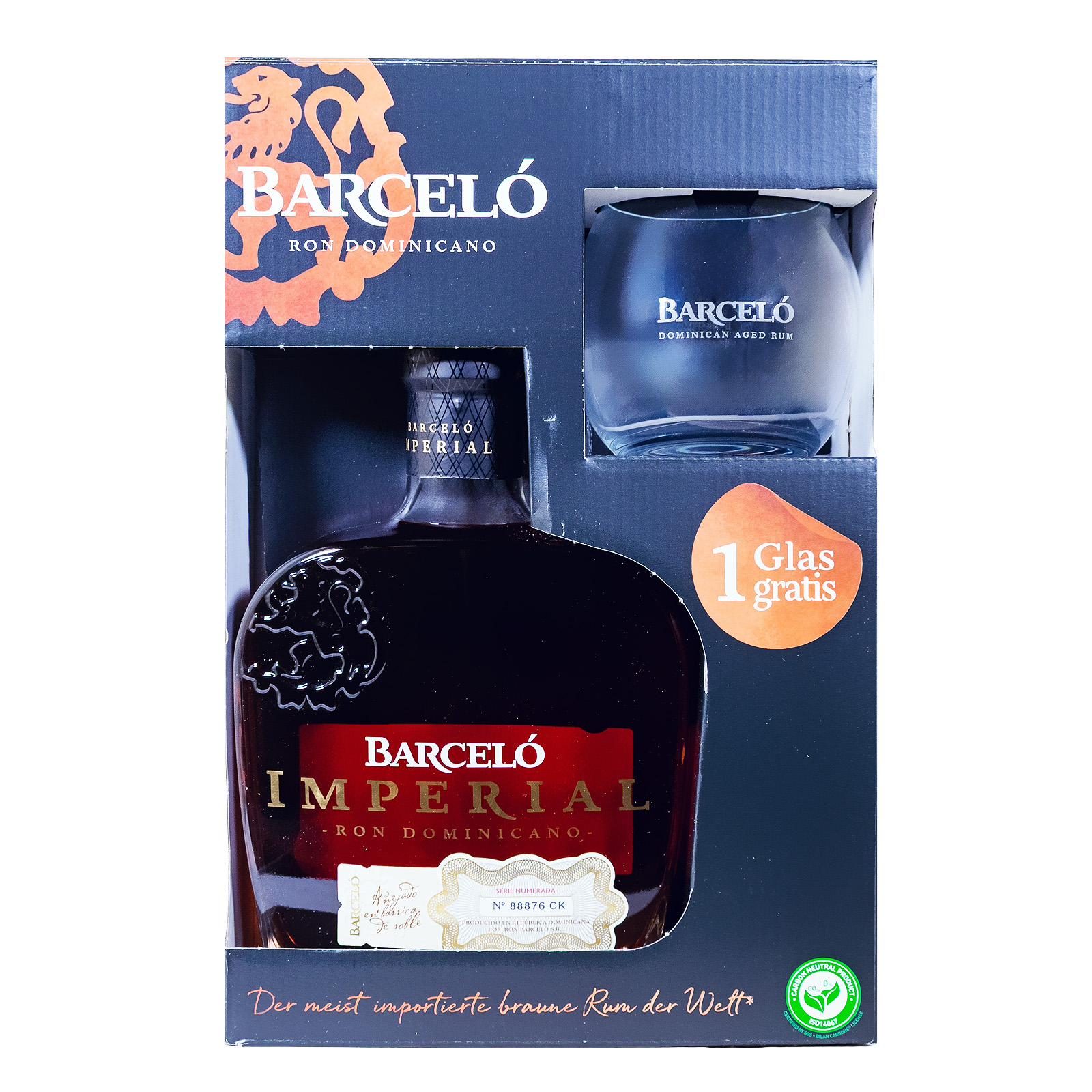Ron Barcelo Rum Imperial mit Glas in Geschenkverpackung - 0,7L 38% vol