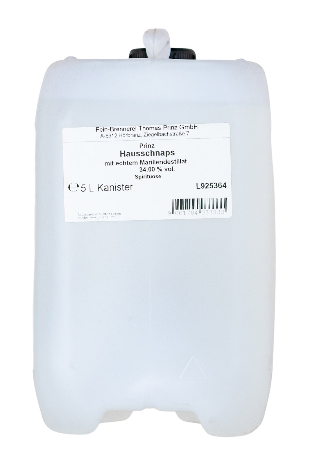 Prinz Hausschnaps Marille 5 Liter Kanister - 5L 34% vol Prinz Hausschnaps Marille 5 Liter Kanister - 5L 34% vol
