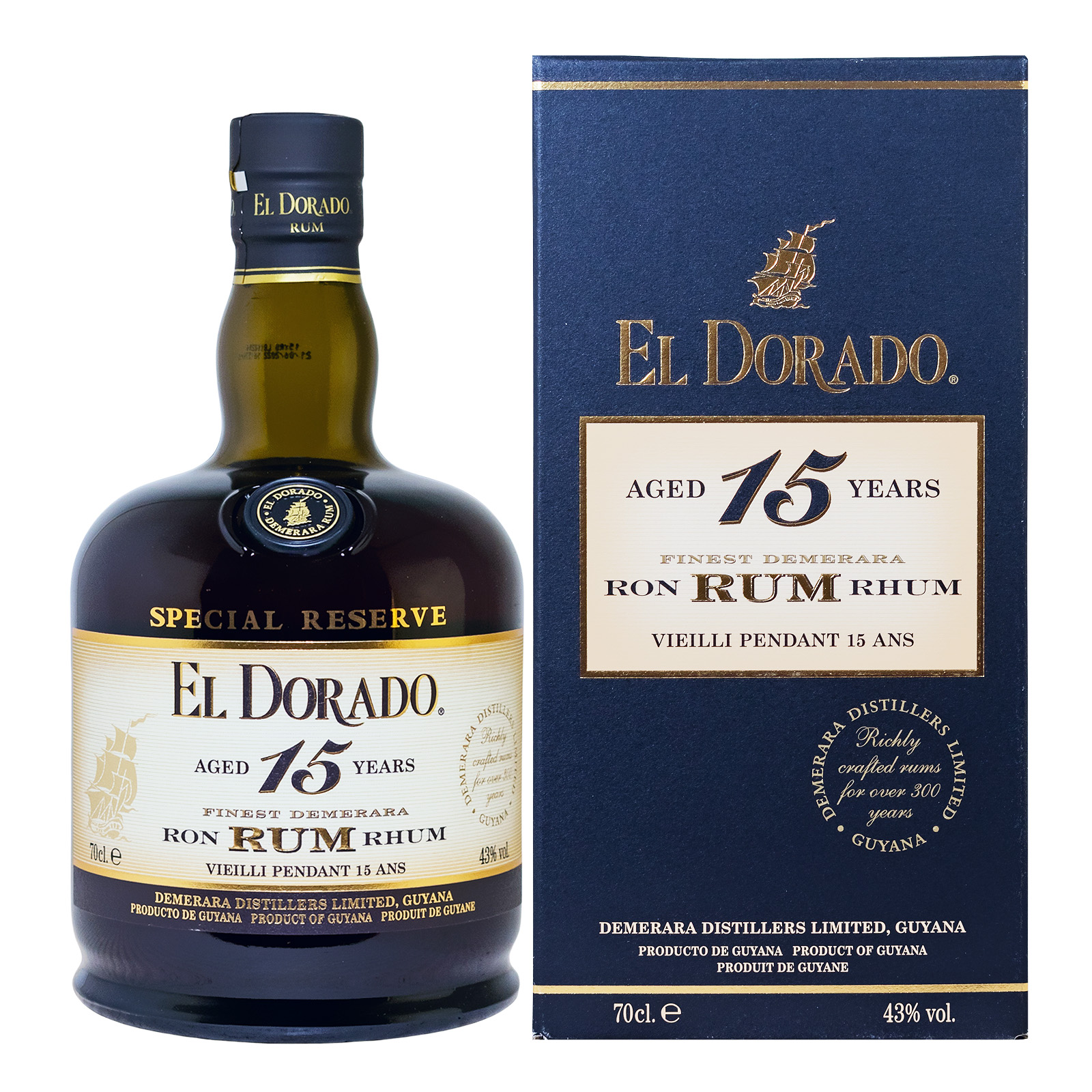 El Dorado 15 Jahre Finest Demerara Rum - 0,7L 43% vol