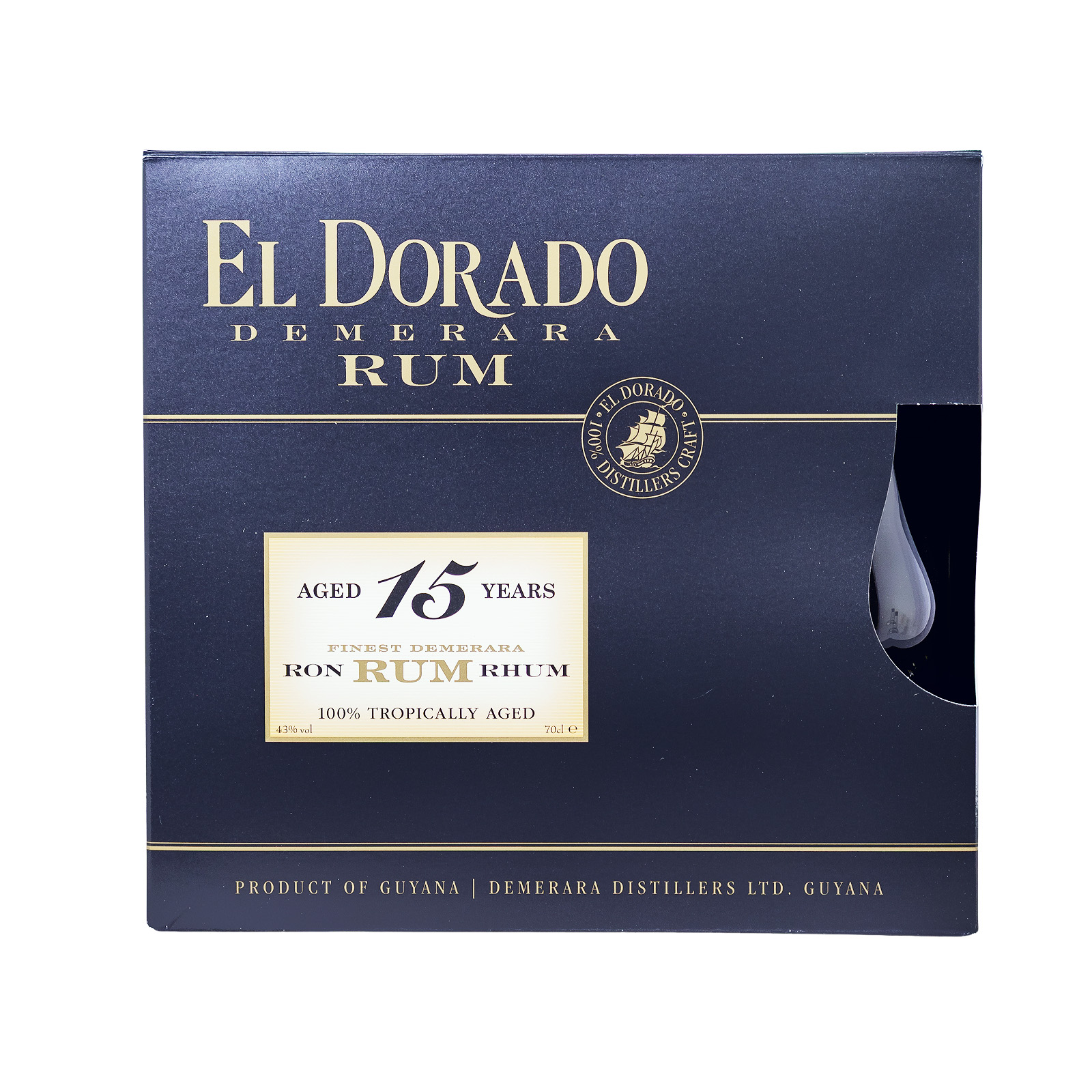El Dorado 15 Jahre Finest Demerara Rum GEPA mit 2 Gläsern - 0,7L 43% vol
