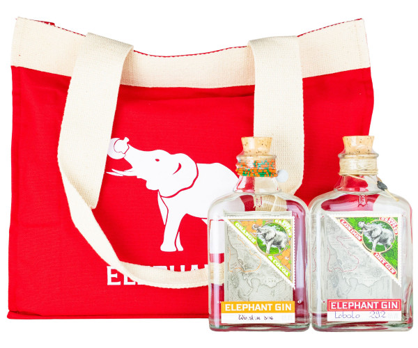 Bundle: Elephant London Dry Gin 0,5L + Elephant Orange Cocoa Gin 0,5L + 1 x Elephant Gin Tragetasche