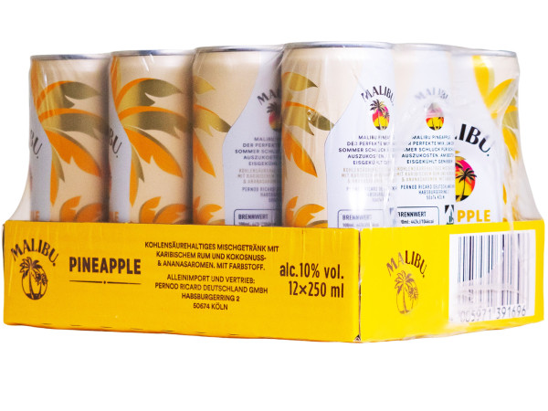 Paket [12 x 0,25L] Malibu Fizzy Pineapple Dose - 3L 10% vol
