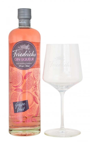 Friedrichs Gin Liqueur Grapefruit + Cocktail Glas - 0,7L 31% vol