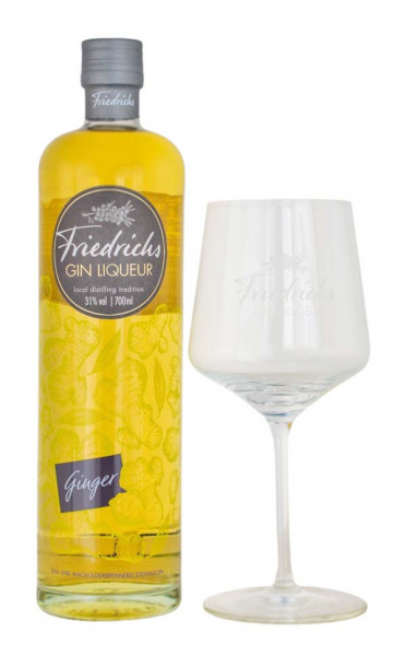 Friedrichs Gin Liqueur Ginger + Cocktail Glas - 0,7L 31% vol