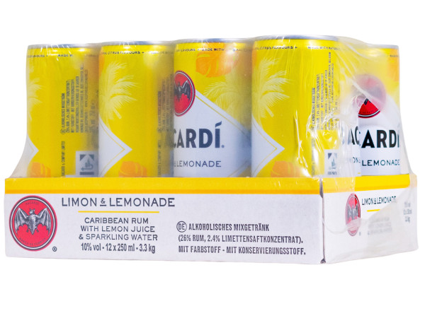Paket [12 x 0,25L] Bacardi Limon & Lemonade Dose - 3L 10% vol