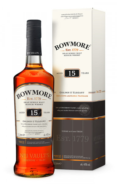 Bowmore Golden & Elegant 15 Jahre Single Malt Scotch Whisky - 1 Liter 43% vol