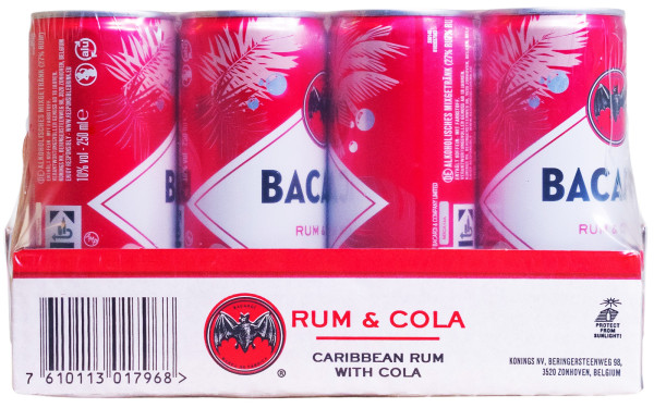 Paket [12 x 0,25L] Bacardi Rum & Cola Dose - 3L 10% vol