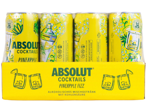 Paket [12 x 0,33L] Absolut Cocktail Pineapple Fizz Dose - 3,96L 10% vol