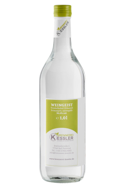 Kessler Weingeist Trinkalkohol Primasprit - 1 Liter 96,4% vol