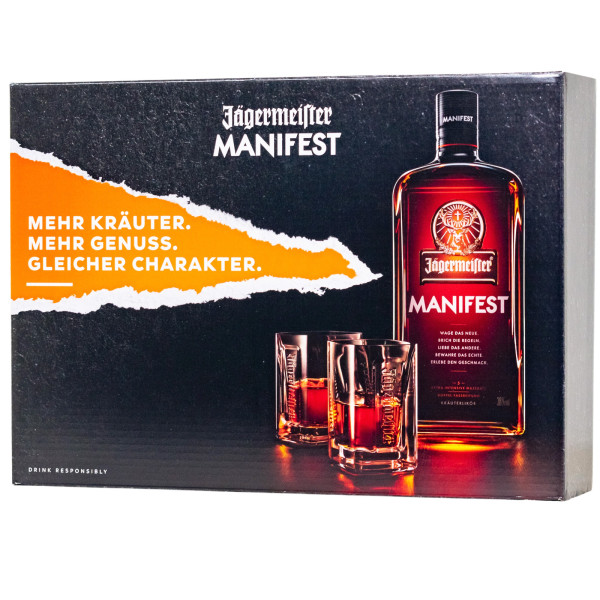 Jägermeister Manifest + Gläser in GEPA - 0,5L 38% vol
