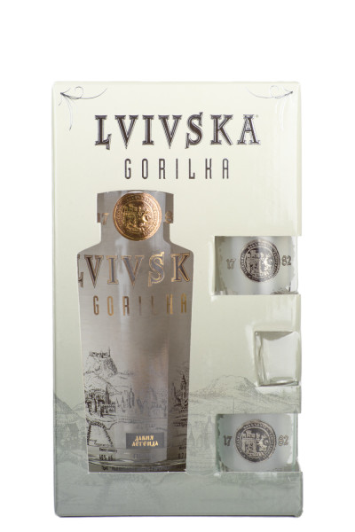 Lvivska Vodka Gold GEPA mit 2 Gläsern - 0,7L 40% vol