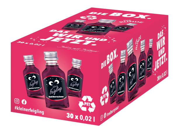 Paket [30 x 0,02L] Kleiner Feigling Red Berry Sour Likör PET-Flasche - 0,6L 15% vol