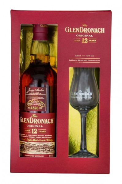 Glendronach 12 Jahre Single Malt Scotch Whisky + Glas - 0,7L 43% vol
