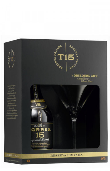 Torres 15 Jahre Reserva Privada Brandy mit Sidecar Glas - 0,7L 40% vol