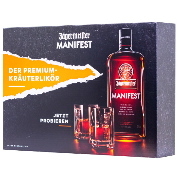 Jägermeister Manifest Minis + Gläser Geschenkbox - 0,08L 38% vol