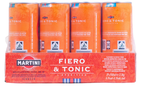 Paket [12 x 0,25L] Martini Fiero und Tonic Dose - 3L 4,7% vol