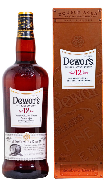 Dewars 12 Jahre Blended Scotch Whisky in Geschenkverpackung - 1 Liter 40% vol