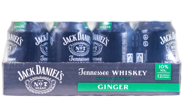 Paket [12 x 0,33L] Jack Daniels Tennessee Whiskey & Ginger Dose - 3,96L 10% vol