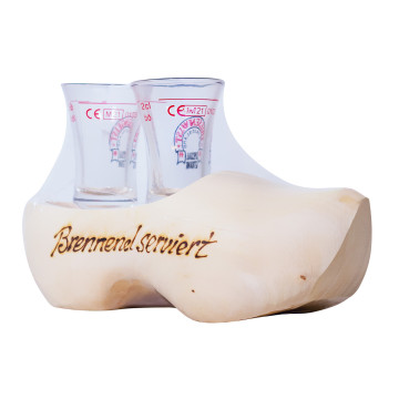 Friesengeist Servierholzschuh inkl. 2 Gläser