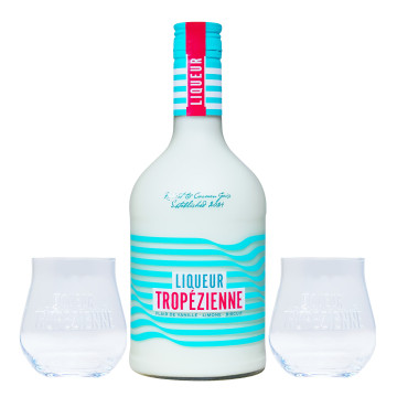 Bundle: Liqueur Tropezienne + 2 x Likör-Glas - 0,7L 15% vol Bundle: Liqueur Tropezienne + 2 x Likör-Glas - 0,7L 15% vol