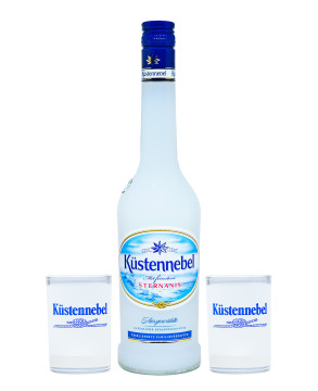 Küstennebel GEPA mit 2 Shot-Gläsern - 0,5L 21,8% vol