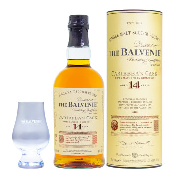 Bundle: Balvenie 14 Jahre Carribean + Tasting Glas - 0,7L 43% vol