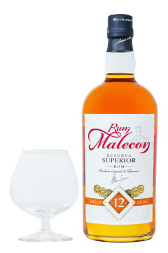 Rum Malecon 12 Jahre GEPA mit 2 Gläsern - 0,7L 40% vol