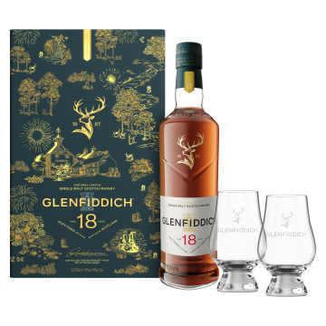 Glenfiddich 18 Jahre Geschenkpackung inkl. zwei Glencairn Gläsern - 0,7L 40% vol
