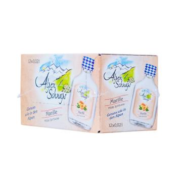 Paket [12 x 0,02L] Alpenschnaps Marille Glas Miniatur - 0,24L 35% vol