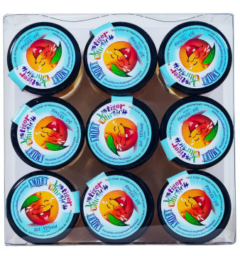 Paket [9 x 0,02L] Amor's Lustiger Pfirsich mit Frucht im Glas - 0,18L 15% vol