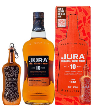 Jura 10 Jahre Single Malt mit Flachmann - 0,7L 40% vol