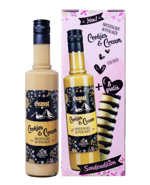 Grassl Cookies & Cream Likör inklusive 8 Waffelbecher - 0,5L 17% vol