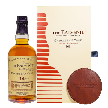 Balvenie 14 Jahre Carribean Cask Whisky inkl. zwei Untersetzern - 0,7L 43% vol