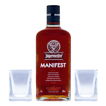 Jägermeister Manifest + Gläser in GEPA - 0,5L 38% vol